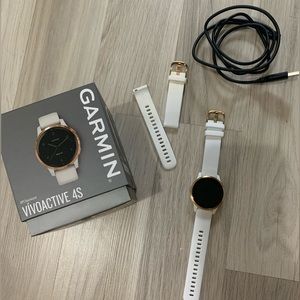 White and Rose Gold Garmin Vivoactive 4S GPS smartwatch